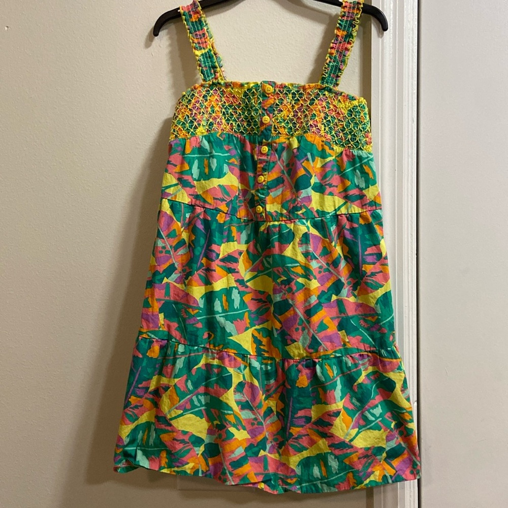 Cat & Jack. Girls’ sleeveless short woven dress. Vibrant colors. Size L (10/12)